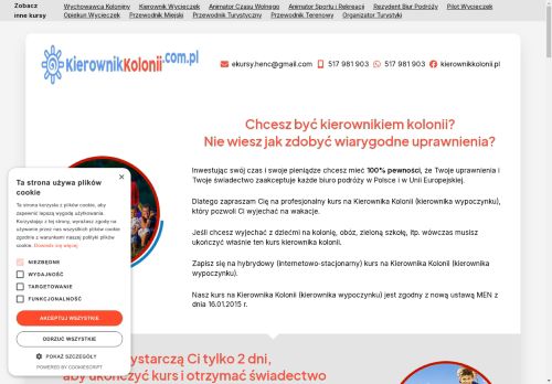 Kursy ONLINE na i dla Kierowników Koloni! Kierownik kolonii online! Kursy ONLINE na i dla Kierowników Koloni! Kierownik kolonii online!