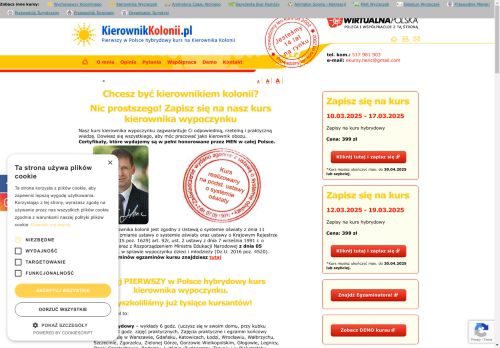 Kursy internetowe na i dla Kierowników Koloni! Wygodnie i bez stresu! Kursy internetowe na i dla Kierowników Koloni! Wygodnie i bez stresu!