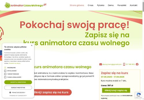 Kursy dla animatorów czasu wolnego w pelni przez internet