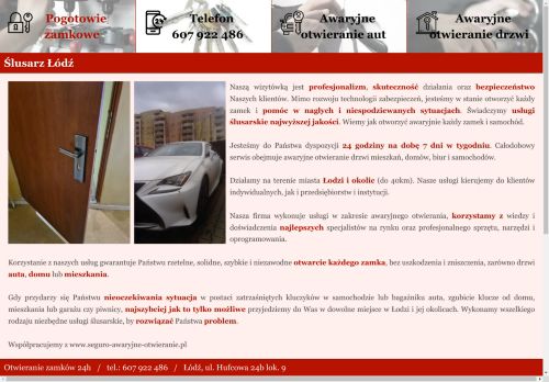Ślusarz24, pogotowie zamkowe Łódź
