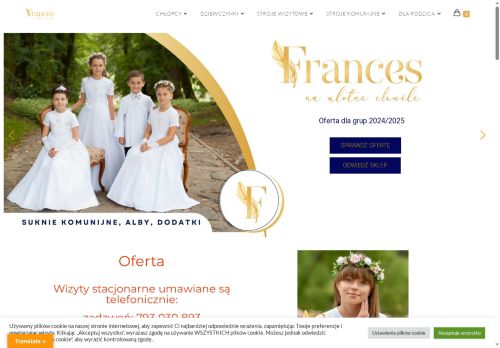 Frances, suknie komunijne, stroje komunijne, producent Warszawa