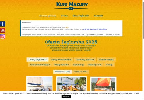 Kursmazury.com- szkolenia żeglarskie, motorowodne, obozy,rejsy,czarter